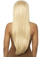 Waist long wig, straight hair, center part
